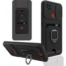 Aesco Mey Ithalat®  Xiaomi Redmi 9c Kılıf Zuma Kartvizitli Yüzüklü Silikon - Siyah