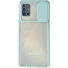 Aesco Mey Ithalat®  Samsung Galaxy A71 Kılıf Palm Buzlu Kamera Sürgülü Silikon - Turkuaz