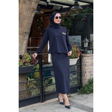 Nurcan Çetin 26492 Zımba Detaylı Color Mix Tunik Etek Takım