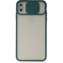 Aesco Mey Ithalat®  iPhone Xs Max Kılıf Palm Buzlu Kamera Sürgülü Silikon - Yeşil