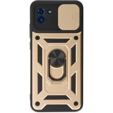 Aesco Mey Ithalat®  Samsung Galaxy A03 Kılıf Pars Lens Yüzüklü Silikon - Gold