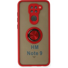 Aesco Mey Ithalat®  Xiaomi Redmi Note 9 Kılıf Montreal Yüzüklü Silikon Kapak - Kırmızı