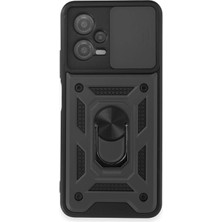 Aesco Mey Ithalat®  Xiaomi Redmi Note 12 5g Kılıf Pars Lens Yüzüklü Silikon - Siyah