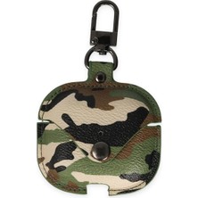 Aesco Mey Ithalat®  Airpods 3 (3.nesil) Çanta Kamuflaj Deri Kılıf - Yeşil