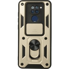 Aesco Mey Ithalat®  Xiaomi Redmi Note 9 Kılıf Pars Lens Yüzüklü Silikon - Gold