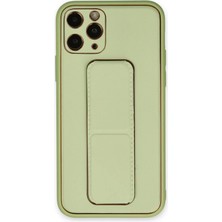 Aesco Mey Ithalat®  iPhone 11 Pro Max Kılıf Coco Deri Standlı Kapak - Su Yeşili
