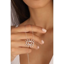 Lia Berto Kalpli Göz 925 Ayar Gümüş Kolye Zirkon Taşlı Özel Tasarım Tema