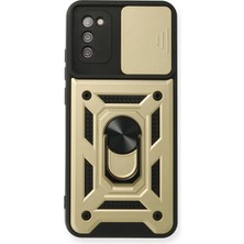 Aesco Mey Ithalat®  Samsung Galaxy A03S Kılıf Pars Lens Yüzüklü Silikon - Gold
