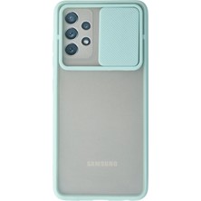 Aesco Mey Ithalat®  Samsung Galaxy A32 Kılıf Palm Buzlu Kamera Sürgülü Silikon - Turkuaz