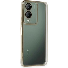 Aesco Mey Ithalat®  Vivo Y17S Kılıf  Lensli Silikon - Gold