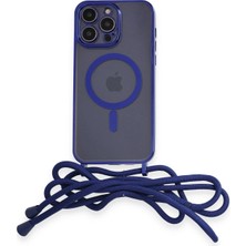 Aesco Mey Ithalat®  iPhone 14 Pro Max Kılıf Divo Lazer Askılı Magsafe Kapak - Mavi
