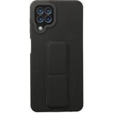 Aesco Mey Ithalat®  Samsung Galaxy A22 Kılıf Mega Standlı Silikon - Siyah