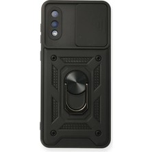 Aesco Mey Ithalat®  Samsung Galaxy A02 Kılıf Pars Lens Yüzüklü Silikon - Siyah