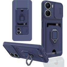 Aesco Mey Ithalat®  Vivo Y16 Kılıf Zuma Kartvizitli Yüzüklü Silikon - Lacivert