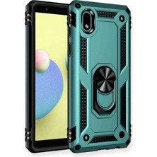 Aesco Mey Ithalat®  Samsung Galaxy A01 Core Kılıf Sofya Yüzüklü Silikon Kapak - Yeşil