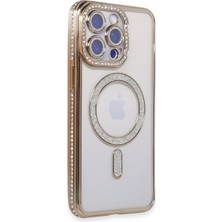 Aesco Mey Ithalat®  iPhone 14 Pro Kılıf Joke Simli Magneticsafe Kılıf - Gold