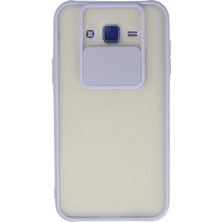 Aesco Mey Ithalat®  Samsung Galaxy J7 Kılıf Palm Buzlu Kamera Sürgülü Silikon - Lila