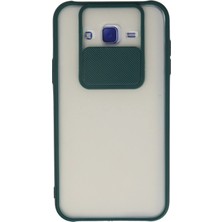 Aesco Mey Ithalat®  Samsung Galaxy J7 Kılıf Palm Buzlu Kamera Sürgülü Silikon - Yeşil
