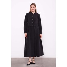 Lale Butik Önü Zikzak Detay Tunik Etek Takım 100770 Siyah