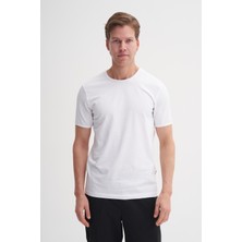 Cazador Erkek Beyaz Bisiklet Yaka T-Shirt 46180