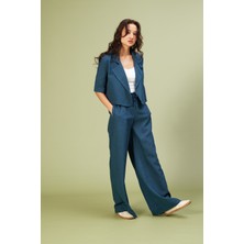 Nisan Triko Bağcıklı Keten Karışımlı Pantolon