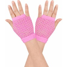 Pandoli Fosforlu Kısa File Eldiven Bebek Pembesi Renk Retro 1 Çift 11 cm Gösteri Yetişkin Çocuk Uyumlu