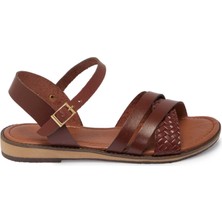 Tergan Taba Hakiki Deri Kadın Sandalet - K25Y1SN68069-I51