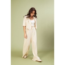 Nisan Triko Bağcıklı Keten Karışımlı Pantolon