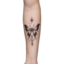 Dövme Kutusu Siyah Kelebek ve Yıldız Geçici Dövme | Gerçekçi Mistik Kol Bacak Dövmesi