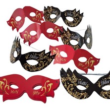 Pandoli Mutlu Yıllar Yazılı Karton Gözlük Maske Gözlüğü 20 Adet Siyah ve Kırmızı Renk