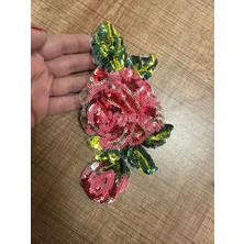 Gönülden Tasarım Pul Payet Işleme Çiçek Arma Dikiş Aplike 20X11 cm