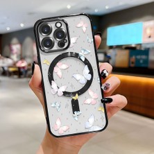 Ucuc iPhone 15 Pro Max Uyumlu Şeffaf Arka Yüzeyli Manyetik Darbeye Dayanıklı Silikon Kılıf