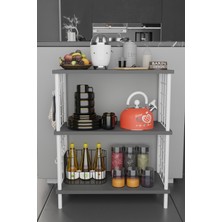 Barin Design 3 Raflı Çevir-Tak Beyaz Telli Metal Gövdeli Çok Amaçlı Mutfak Rafı ve Organizer Raf