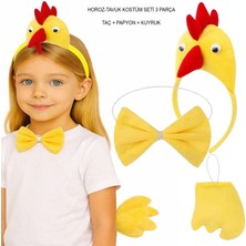 Pandoli Tavuk Horoz Kostümü Seti Taç Papyon Kuyruk Yetişkin Çocuk Uyumlu Gösteri