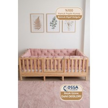 Yasetex Tasarım Montessori ve Beşik Için 4 Kenar Koruma Seti Pudra Renk Pamuk Poplin Kumaş