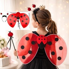 Pandoli Kırmızı Siyah Gösteri Ateş Böceği Kanadı Set Kanat Asa Taç Set Yetişkin Çocuk Uyumlu