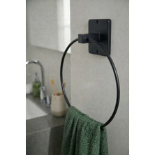 Sas Haus Yapışkanlı Siyah Halka Havluluk Duvar Tipi Delme Gerektirmez Banyo Havlu Askılığı S-102 Kts