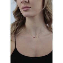 14 Ayar Altın Kırmızı Baget Taşlı Silindir Kolye