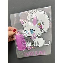 Gönülden Tasarım Ütü Ile Yapışan Kedi Transfer Baskı Arma 24X19 cm