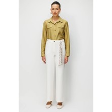 Ekol Beli Metal Aksesuarlı Bol Paça Pantolon  4010