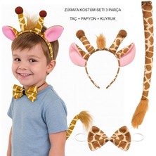 Pandoli Zürafa Kostümü Seti Taç Papyon Kuyruk Yetişkin Çocuk Uyumlu Gösteri