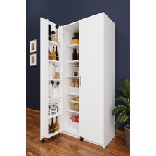 Asra Trend Lüks 2 Kapılı Çok Amaçlı Kiler Dolabı %100 MDF Erzak Organizer Dolabı MK01