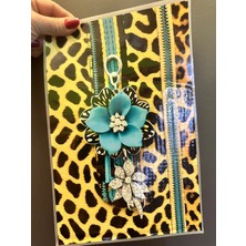 Gönülden Tasarım Ütü Ile Yapışan Turkuaz Çiçekli Transfer Baskı Arma 29X19 cm