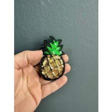 Gönülden Tasarım Pul Payetli Ananas Arma Dikiş Aplike 9x5 cm