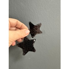 Gönülden Tasarım 2 Adet Pul Payetli Siyah Yıldız Set Arma 6x6 cm