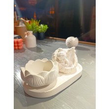 Velmor Candle Lotus Çiçeği Mumluk ve Uyuyan Melek Figürlü Dekoratif Set