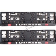 Türkiye Bayraklı Kabartma Plastik Plakalık Plaka Altlığı Çıtalı 2'li