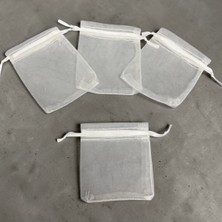 Butik Center 100’LÜ Kırık Beyaz Tül Kese Organze Pullu Çerez Kesesi 12X14 cm (100 Adet)