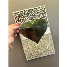 Gönülden Tasarım Ütü Ile Yapışan Kalpli Leopar Transfer Baskı Arma 29X20 cm