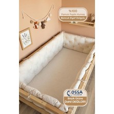 Yasetex Tasarım Montessori ve Beşik Için 4 Kenar Koruma Seti Ekru Renk Pamuk Poplin Kumaş